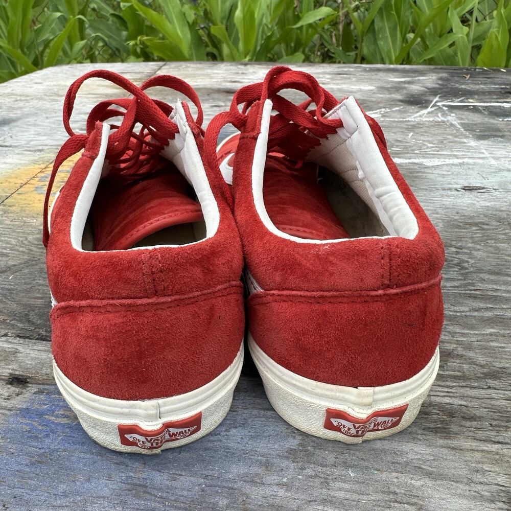 Vans Off The Wall Shoes Mens 8.5 Old Skool Sneaker Red Suede HEIQ Eco Dry Low - Picture 4 of 12